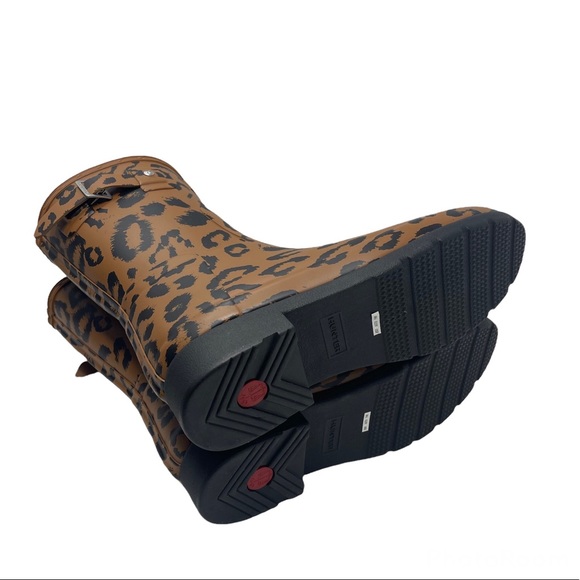NEW Hunter Original Leopard Print Refined Short Rain Boot Size 10 - Picture 11 of 14